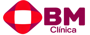 Logotipo BM Clínica en degradado magenta
