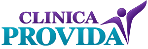 Logotipo Clínica Provida con figura púrpura